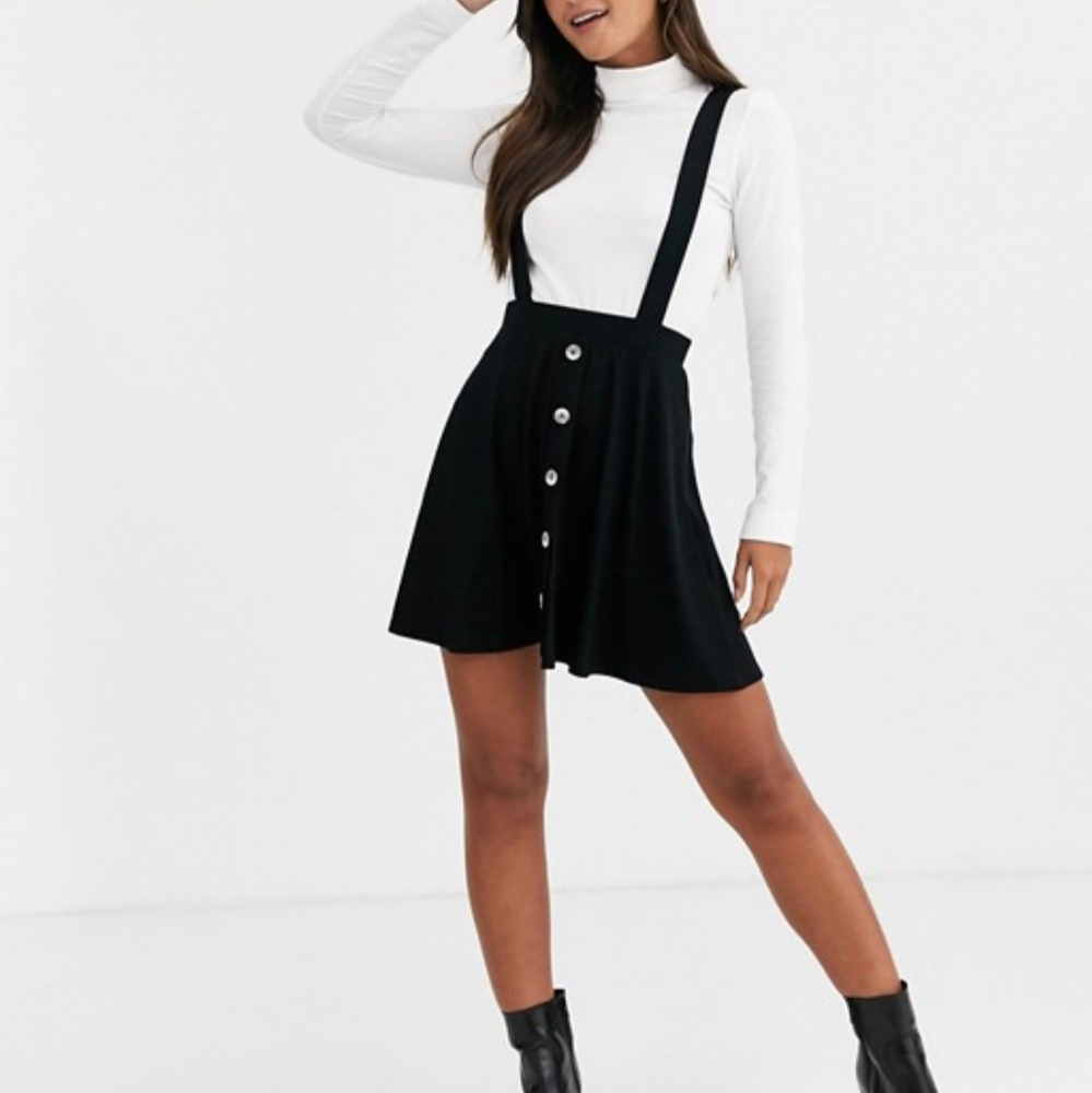 ASOS Design Button Front Mini Pinafore Skirt - 8